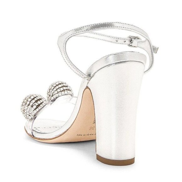 Manolo Blahnik Elhob 105 Leather Sandal in Silver 36.5 with Box Womens High Heel - Picture 2 of 15